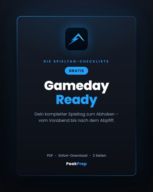 Gameday Ready – die gratis Spieltag-Checkliste von PeakPrep (PDF)